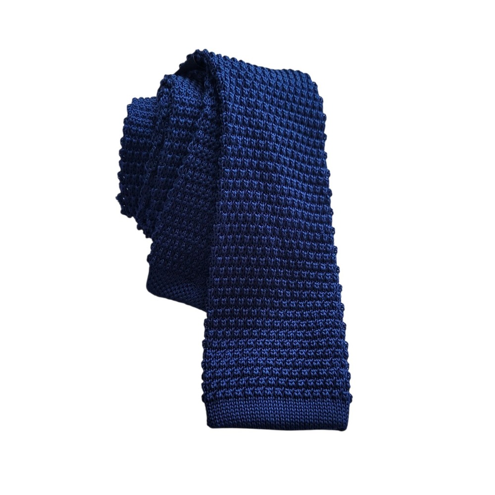 NORDSTROM Navy 100% Silk Knit Square End Finish Textured Tie One Size Men